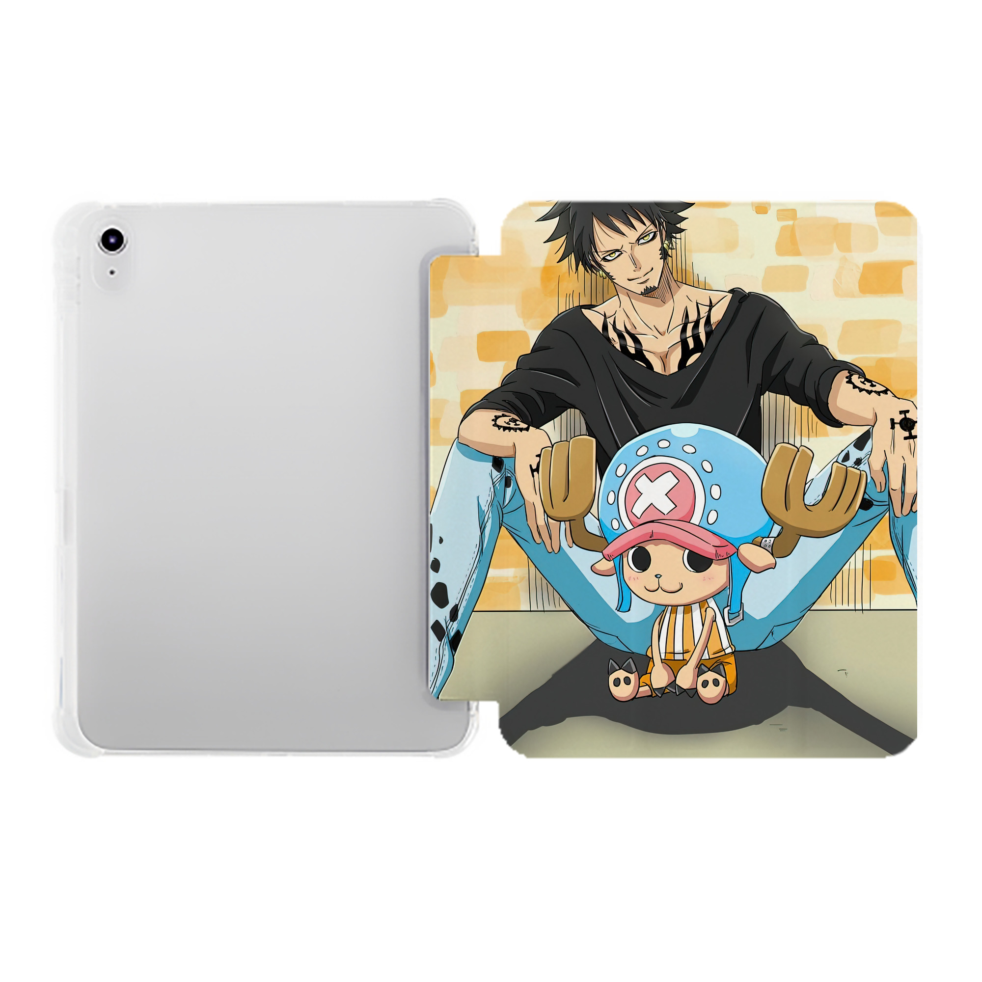 （画像用） ワンピース ONE PIECE IPad ケース ペン収納付き 三つ折りスタンド PUレザー×シリコン 対応機種9.5/10.5/10.9インチ